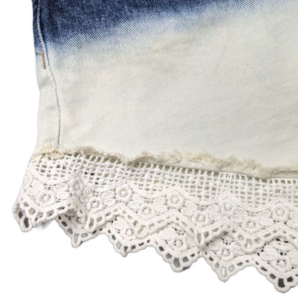 FREE PEOPLE High Rise Ombre Lace Denim Shorts 4 - Picture 3 of 7